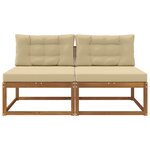 vidaXL Sofa de milieu extérieur avec coussin 2 Pièce Naturel