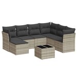 vidaXL Salon de jardin 8 Pièces avec coussins gris clair résine tressée