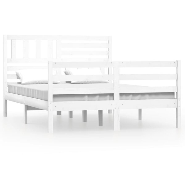 vidaXL Cadre de lit Blanc 120x190 cm Petit double Bois massif