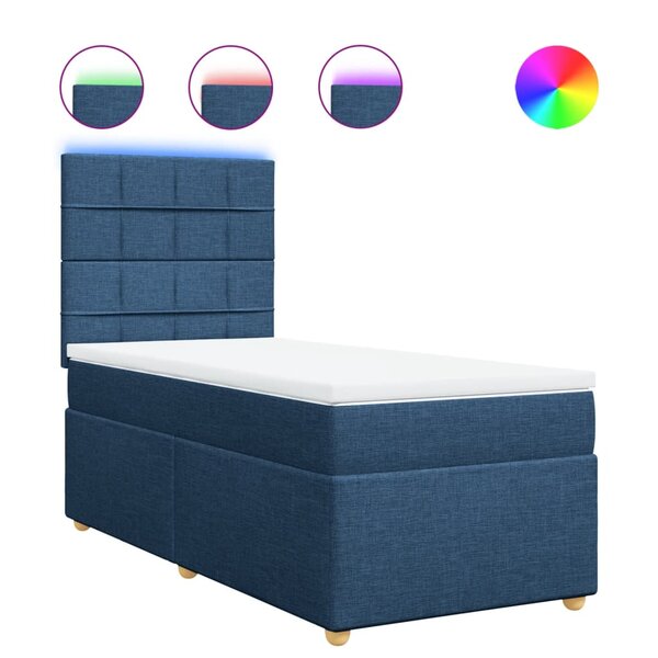 vidaXL Sommier à lattes de lit avec matelas Bleu 80x200 cm Tissu