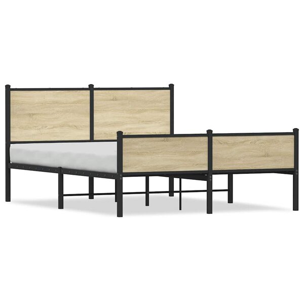 vidaXL Cadre de lit en métal sans matelas chêne sonoma 150x200 cm