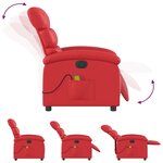 vidaXL Fauteuil de massage inclinable électrique rouge similicuir