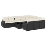 vidaXL Salon de jardin 11 Pièces avec coussins noir résine tressée