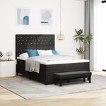 vidaXL Lit à Ressorts avec Matelas & Banc Noir 140x200 cm Velours