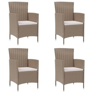 vidaXL Chaises de jardin avec coussins lot de 4 Résine tressée Beige