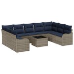 vidaXL Ensemble de canapé de jardin 10 Pièces Gris polyrotin