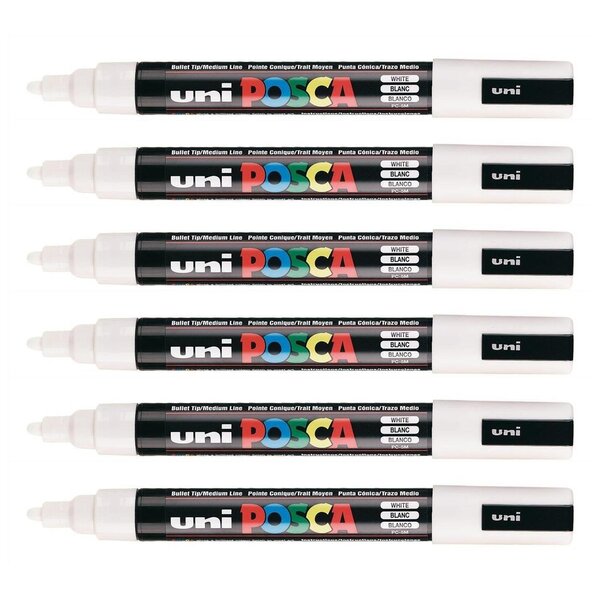 Marqueur pointe conique moyenne pc5m 1 8 - 2 5mm blanc x 12 POSCA