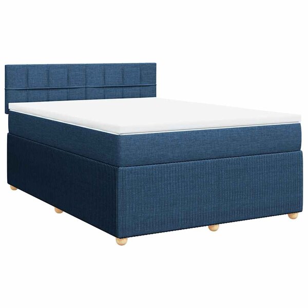 vidaXL Sommier à lattes de lit avec matelas Bleu 140x200 cm Tissu