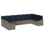 vidaXL Ensemble de canapé de jardin 10 Pièces Gris et bleu marine