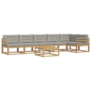 vidaXL Ensemble de canapés d'extérieur 7 Pièces Blanc et gris clair