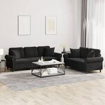 vidaXL Ensemble de canapés 2 Pièces avec coussins noir velours