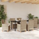 vidaXL Ensemble de 7 Chaises de Jardin avec Coussins Beige Rattan Poly