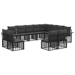 vidaXL Ensemble de canapés d'extérieur 12 Pièces Noir et Gris foncé