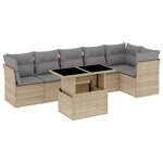 vidaXL Salon de jardin avec coussins 7 Pièces beige résine tressée