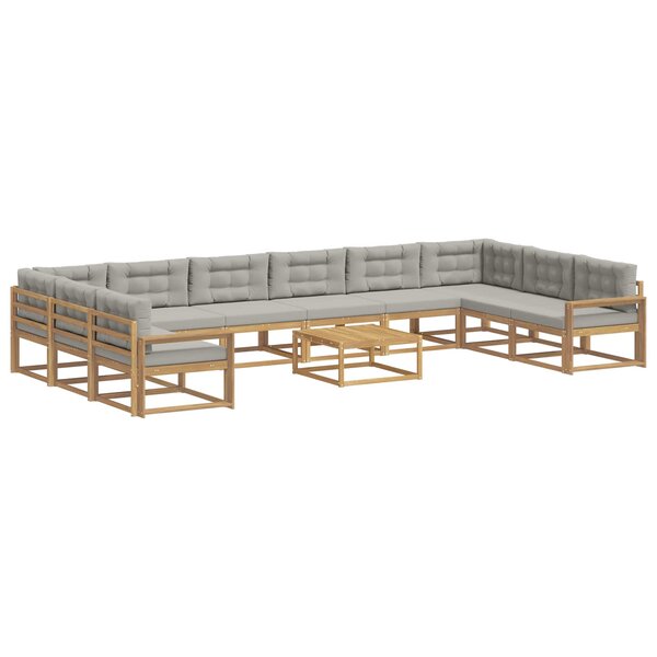 vidaXL Ensemble de canapés d'extérieur 11 Pièces Blanc et gris clair