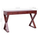 Bureau table poste de travail meuble d'ordinateur informatique étude d'ordinateur 115 x 47 x 77 cm bois d'acajou massif brun 02_0023738