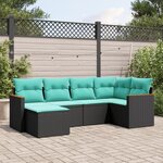 vidaXL Salon de jardin 6 Pièces avec coussins noir résine tressée