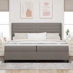 vidaXL Lit à ressorts avec matelas Taupe 200 x 200 cm tissu