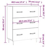 vidaXL Buffet chêne marron 69 5x34x90 cm bois d'ingénierie