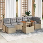 vidaXL Ensemble de canapé de jardin 8 Pièces Beige Poly rotin