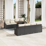vidaXL Ensemble de Canapés de Jardin 7 Pièces avec Coussins Noir Poly Rattan