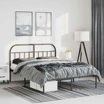 vidaXL Cadre de lit métal sans matelas avec tête de lit noir 135x190cm