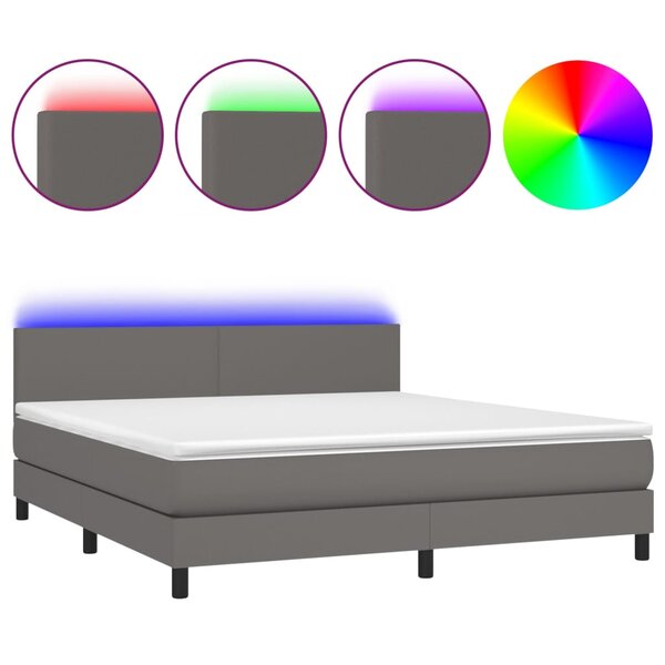 vidaXL Sommier à lattes de lit avec matelas et LED Gris 160x200 cm