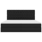 vidaXL Lit de rangement LED avec matelas Noir 200 x 200 cm Tissu