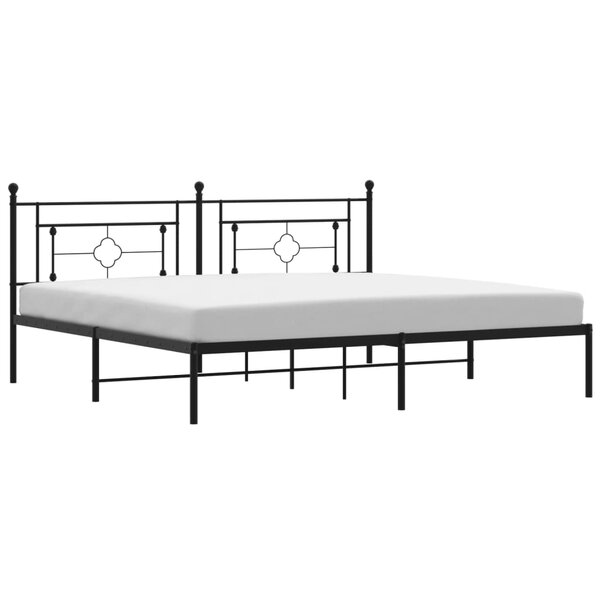 vidaXL Cadre de lit métal sans matelas avec tête de lit noir 200x200cm