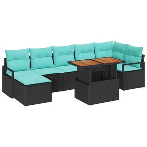 vidaXL Ensemble de salle à manger pour jardin 8 Pièces Noir et Sarcelle