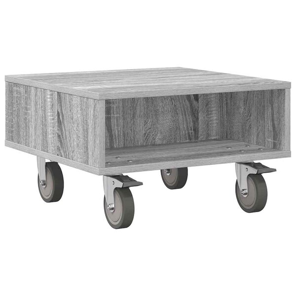vidaXL Table d'appoint avec roues Gris Sonoma 50 5 x 50 x 30 cm