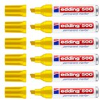 Marqueur Permanent 500 Corps Alu Jaune Pointe Large Biseautée 2-7 mm x 6 EDDING