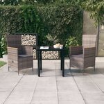 vidaXL Ensemble à manger de jardin avec coussins 3 Pièces Gris