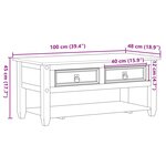 vidaXL Table basse avec tiroirs Corona 100x48x45 cm bois de pin massif