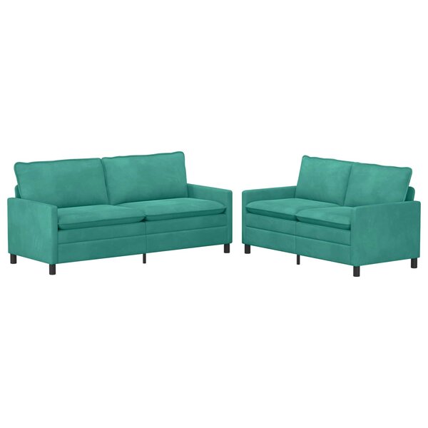 vidaXL Ensemble de Canapés 2 Pièces Turquoise Velours