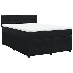 vidaXL Sommier à lattes de lit avec matelas Noir 140x200 cm Velours