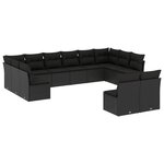 vidaXL Salon de jardin 12 Pièces avec coussins noir résine tressée