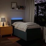 vidaXL Sommier à lattes de lit avec matelas Bleu 90x200 cm Tissu