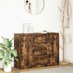 vidaXL Buffet avec tiroirs chêne fumé 100 5x35x76 cm bois d'ingénierie