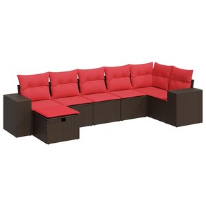 vidaXL Salon de jardin avec coussins 7 Pièces marron résine tressée