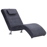 vidaXL Chaise longue avec oreiller Gris Similicuir daim