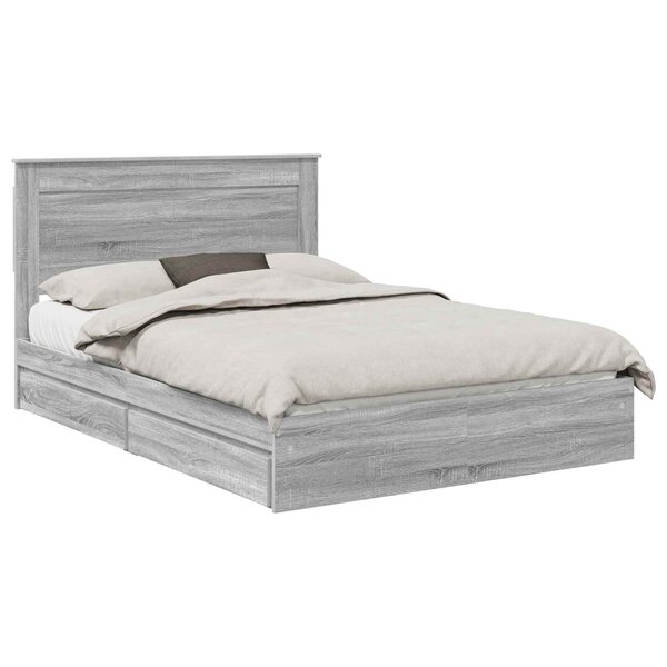 vidaXL Lit de Rangement Gris Sonoma 150 x 200 cm Bois d'ingénierie