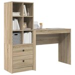 vidaXL Bureau avec tiroir avec étagère 2 Pièces Chêne Sonoma