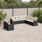 vidaXL Salon de jardin 9 Pièces avec coussins noir résine tressée