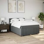 vidaXL Sommier à lattes de lit avec matelas Gris foncé 140x190cm Tissu
