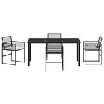 vidaXL Ensemble de salle à manger pour jardin 5 Pièces Noir Poly rotin