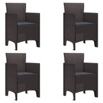 vidaXL Ensemble de 5 pièces avec coussins en poly rotin marron