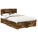 vidaXL Cadre de lit Chêne fumé 135 x 190 cm Bois d'ingénierie