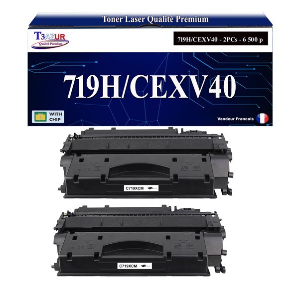 T3AZUR -Lot de 2 Toners compatibles avec  Canon 719H/CEXV40 (3480B002/3480B006) pour Canon LBP6650  LBP6650DN Noir