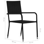 vidaXL Ensemble à manger de jardin 3 Pièces Résine tressée Noir
